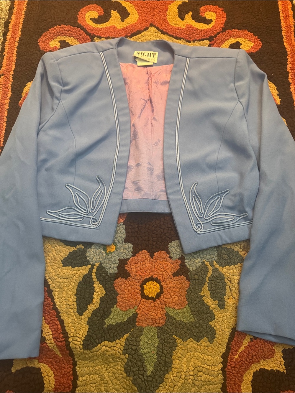 Night Stufio New York Light Blue Women's Cropped Embroidered Jacket